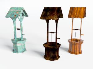 中式实木做旧水井辘轳