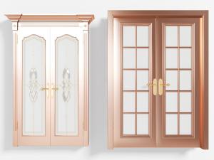 欧式铜制玻璃双扇平开门