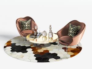 后现代单人沙发茶几组合3d模型 后现代单人沙发茶几组合