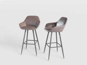 现代轻奢皮革吧椅