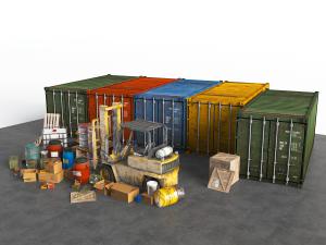 工业风集装箱、储物桶油罐工业设备3d模型 工业风集装箱、储物桶油罐工业设备