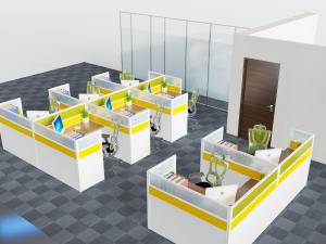 现代封闭式办公桌椅组合