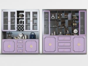 新中式带玻璃门的酒柜装饰柜