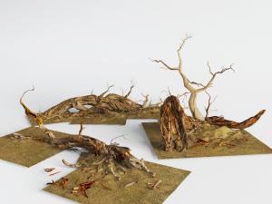 野外倒在地面上的枯树