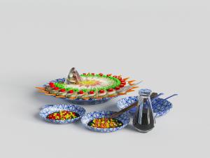 放在盘子里的清蒸鱼、蘸酱食品食物