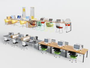 现代多人位办公桌椅组合