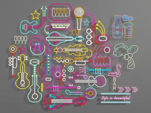 现代音乐符号电吉他灯饰标识指示牌