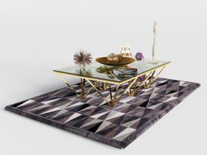 现代轻奢长方形玻璃茶几