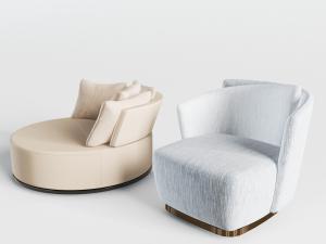 新中式圆形单人沙发3d模型 新中式圆形单人沙发