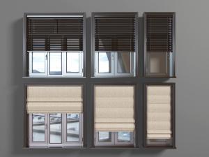 简欧美式带百叶窗帘的平开窗