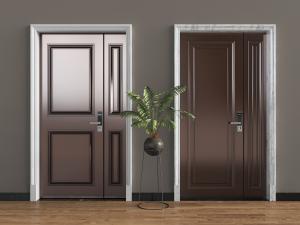 现代铜制字母入户平开门