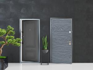 新中式灰黑色入户平开门
