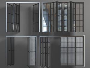 现代黑色边框玻璃折叠推拉门