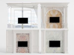 欧式大理石电视背景墙3d模型 欧式大理石电视背景墙