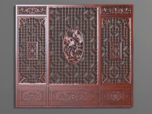 中式红木雕花窗格花格