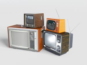 现代老式黑白电视机