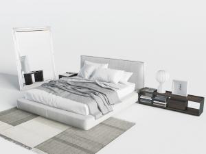 北欧灰白色双人床