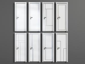 现代白色带门框的卧室平开门