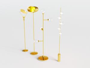 现代轻奢金属支架透明玻璃灯罩的落地灯