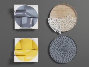 新中式方圆造型的墙面饰品挂件