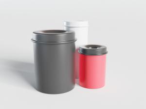 现代带盖子的塑料桶