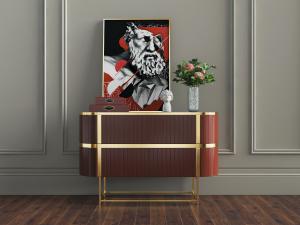 现代北欧轻奢椭圆形的玄关柜