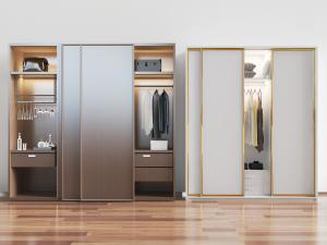 现代轻奢实木推拉门衣柜