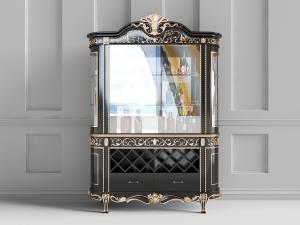 欧式黑色装饰雕花的酒柜3d模型 欧式黑色装饰雕花的酒柜