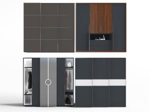 现代黑色推拉门衣柜