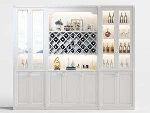 简欧白色酒柜3d模型 简欧白色酒柜