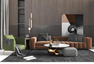 现代轻奢多人沙发单人沙发茶几组合