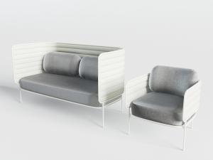 现代U形靠背的双人沙发、单人沙发