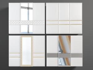 现代简欧白色带镜面软包推拉门衣柜