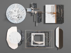 新中式大理石纹理的墙面饰品挂件