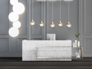 新中式大理石白色前台