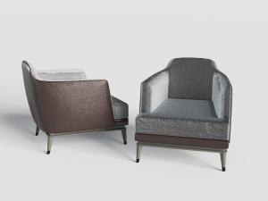 现代新中式灰色皮革外壳的单人沙发3d模型 现代新中式灰色皮革外壳的单人沙发