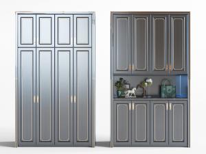 新中式灰色玄关鞋柜衣柜