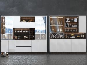现代轻奢白色酒柜3d模型 现代轻奢白色酒柜