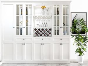 北欧白色实木酒柜3d模型 北欧白色实木酒柜