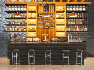 工业风黑色吧台吧凳酒架