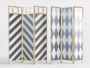 现代黑白条纹金属边框屏风