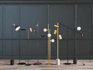 现代黑色支架金属灯罩落地灯