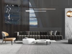 现代金属细脚多人长沙发、休闲椅组合