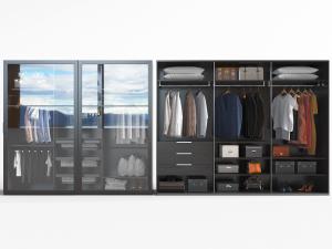 现代黑色玻璃推拉门衣柜