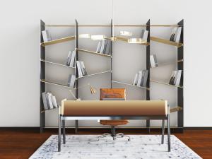 新中式书桌椅组合3d模型 新中式书桌椅组合