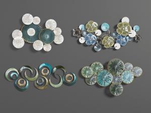 新中式彩色花朵、圆形花朵墙面饰品挂件