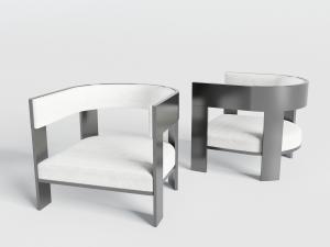 新中式黑色边框白色坐垫的单人沙发3d模型 新中式黑色边框白色坐垫的单人沙发