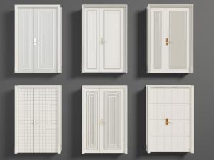 现代简欧白色双扇平开门、子母门