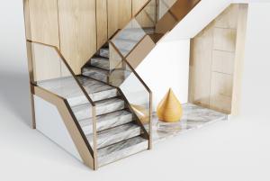 新中式大理石台阶、玻璃扶手的楼梯3d模型 新中式大理石台阶、玻璃扶手的楼梯