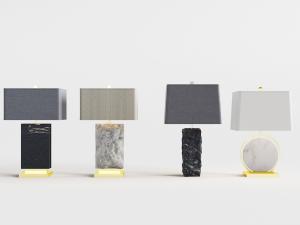 新中式方形大理石灯柱的台灯